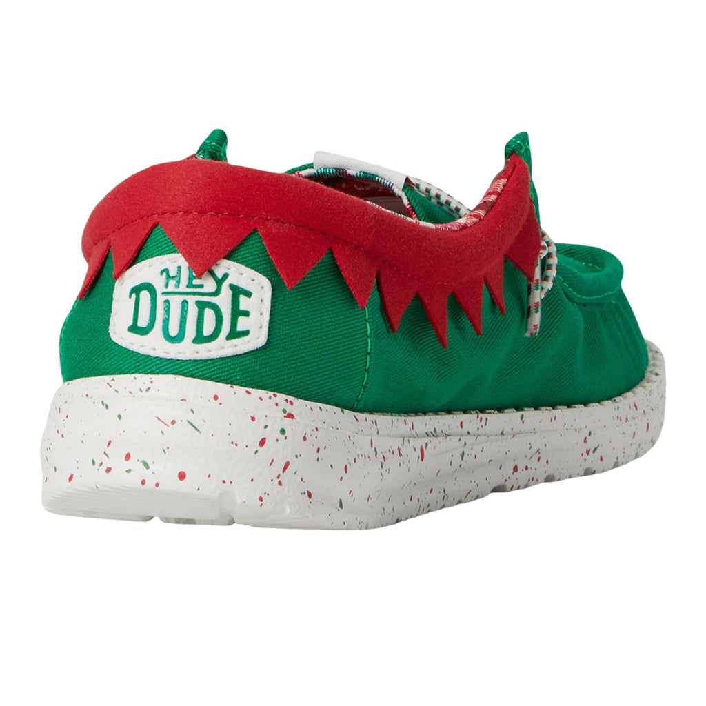 Hey Dude Wally Holiday Elf Green / Red 42146-3XX Pre-School Size 2