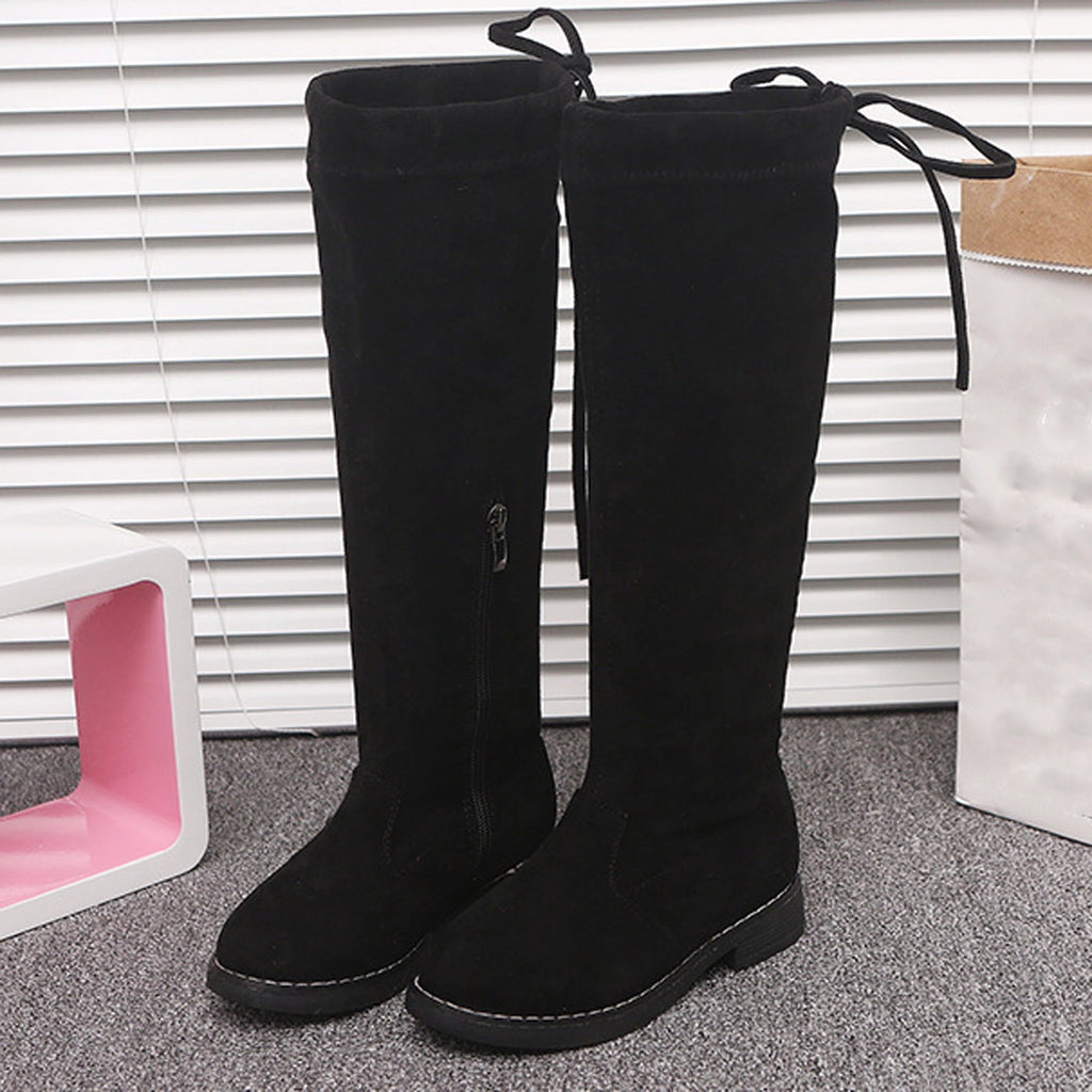 Odeerbi Toddler Girls High Cut Dr Martens Princess Boots Fall Winter New Children's High Boots Princess Over Knee Long Boots Cotton Boots Black 3-4 Years