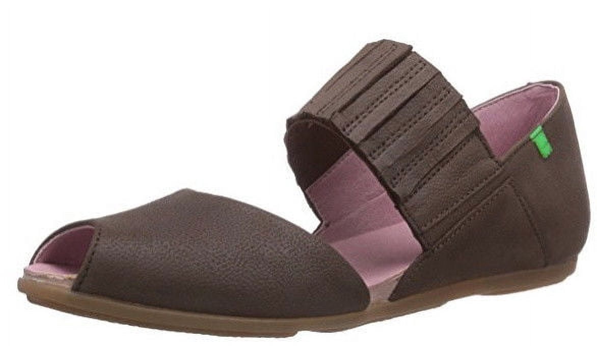 El Naturalista Womens N030 Peep Toe Mary Jane Flat Coco Brown 36 EU / 6 US