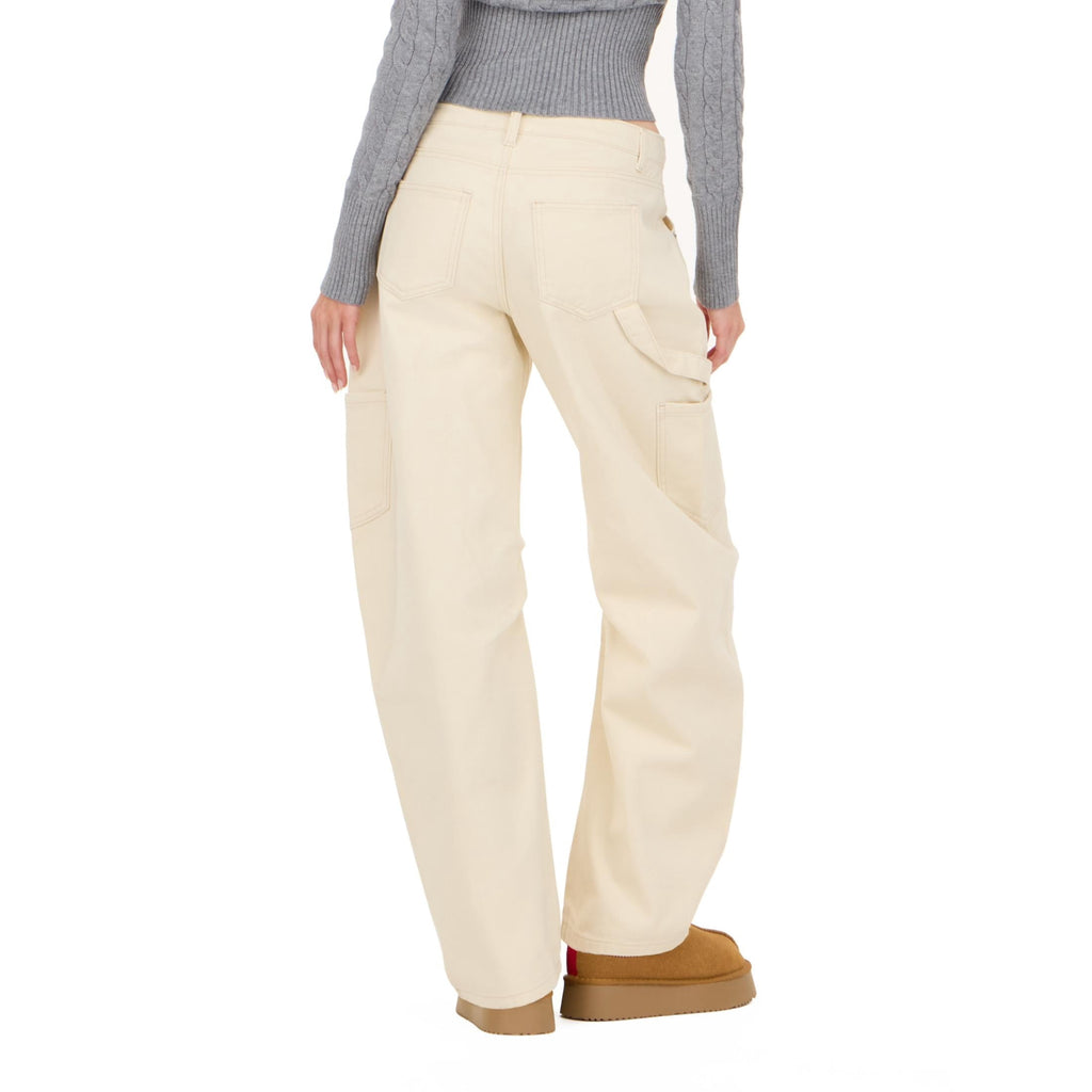 Forever 21 Women's Blue Barrel-Leg Cargo Jeans, Wide Barrel Silhouette for Everyday Casual Wear, Sizes 10