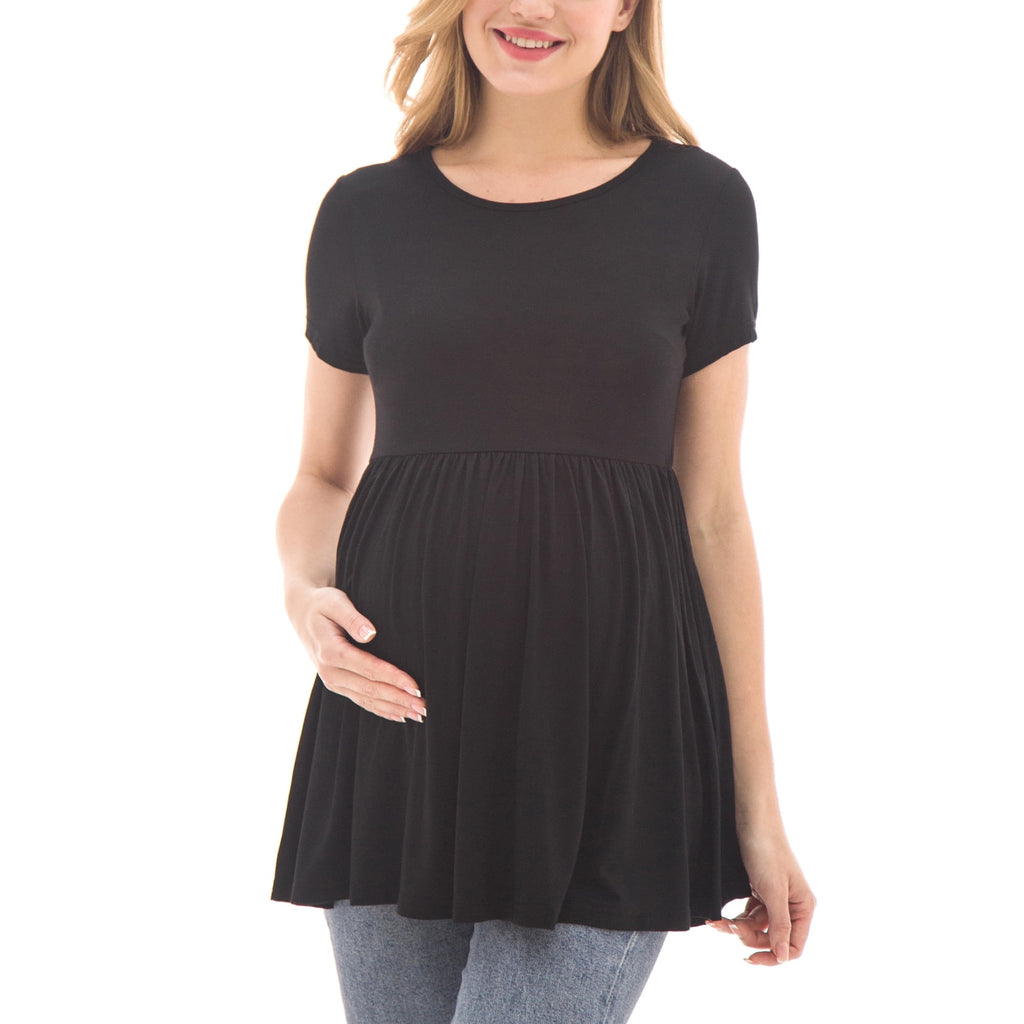 Bearsland Women's Short Sleeve Maternity Shirts Tops Pregnancy Clothes 3-Pack