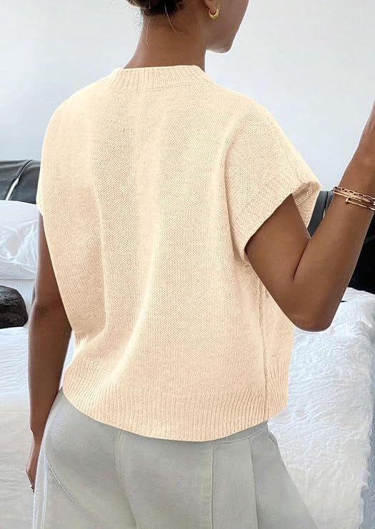 PRETTYGARDEN Women's Spring Sweater Vest Trendy Flower Knit Short Sleeve Cute Pullover Tank Tops Summer Fashion Clothing