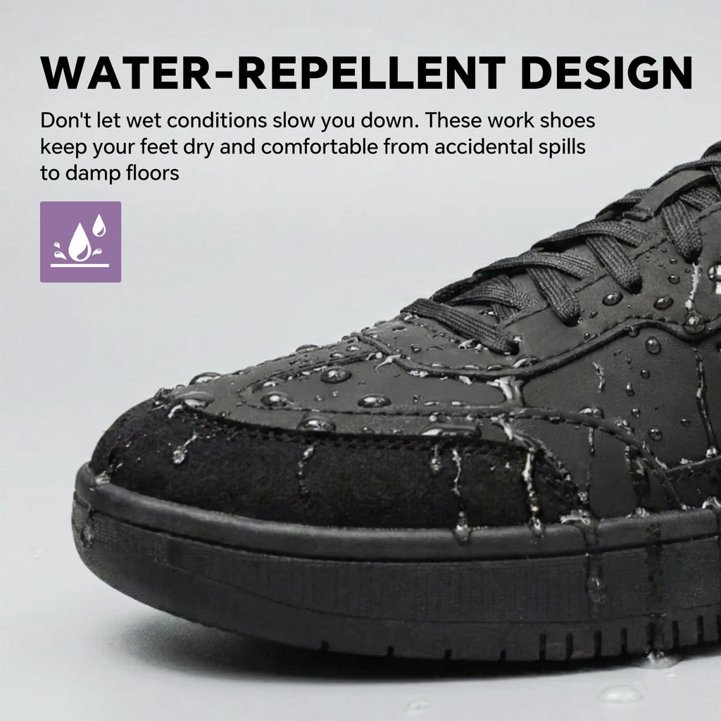 SPIEZ Non Slip Work Shoes for Women, ASTM F2892 Certified Water-Repellent Oil-Resistant Sneakers for Food Service, Nursing or Daily Wear, Black Size 8