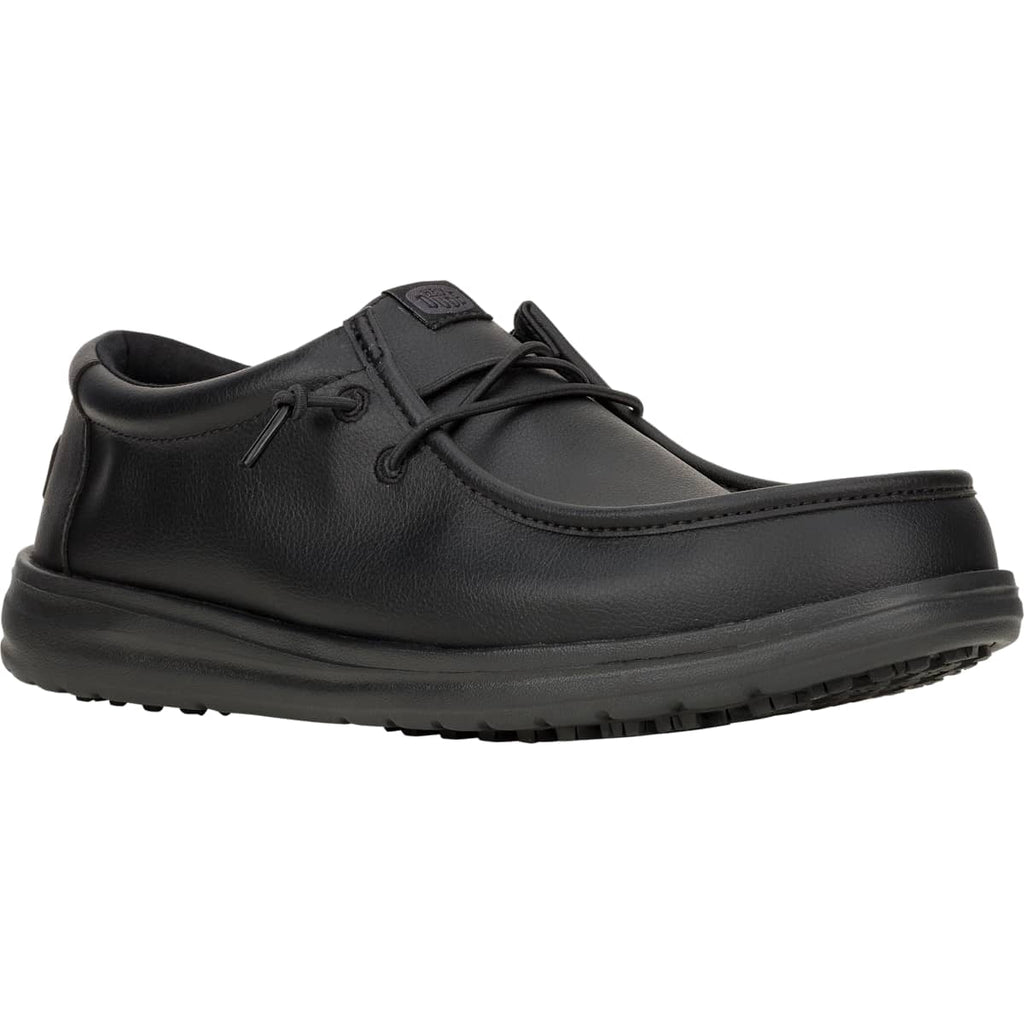 HEYDUDE Men Wally Work CE Slip Resistant Wide, Wide Black Mesh, 10