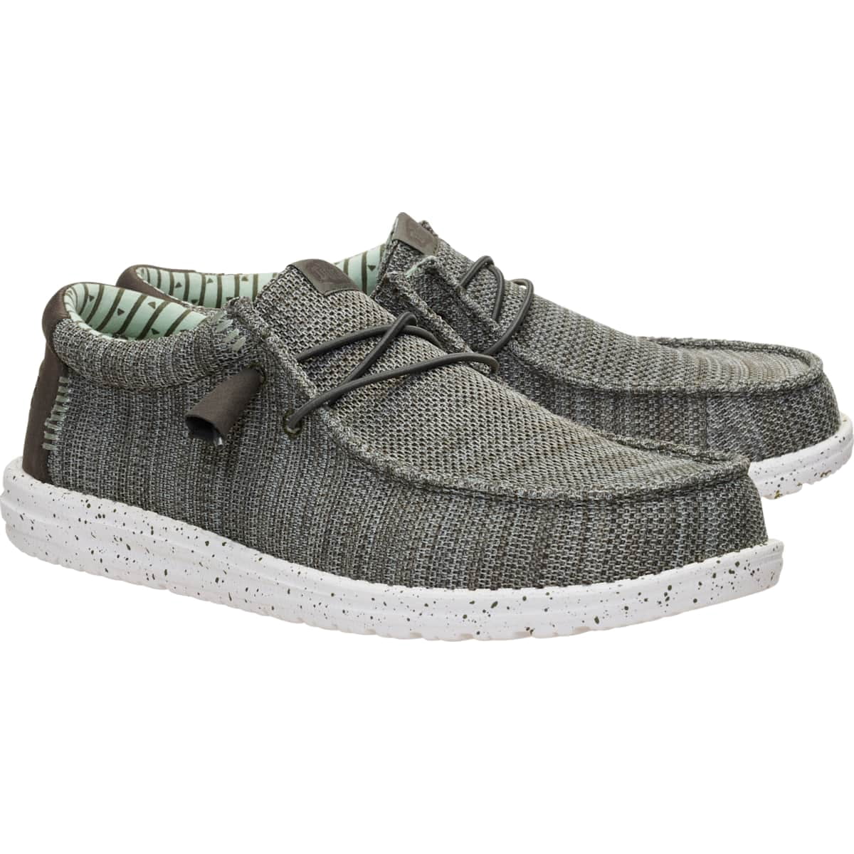 HEYDUDE Wally Stretch Sox, Granite Grey/Black, 10