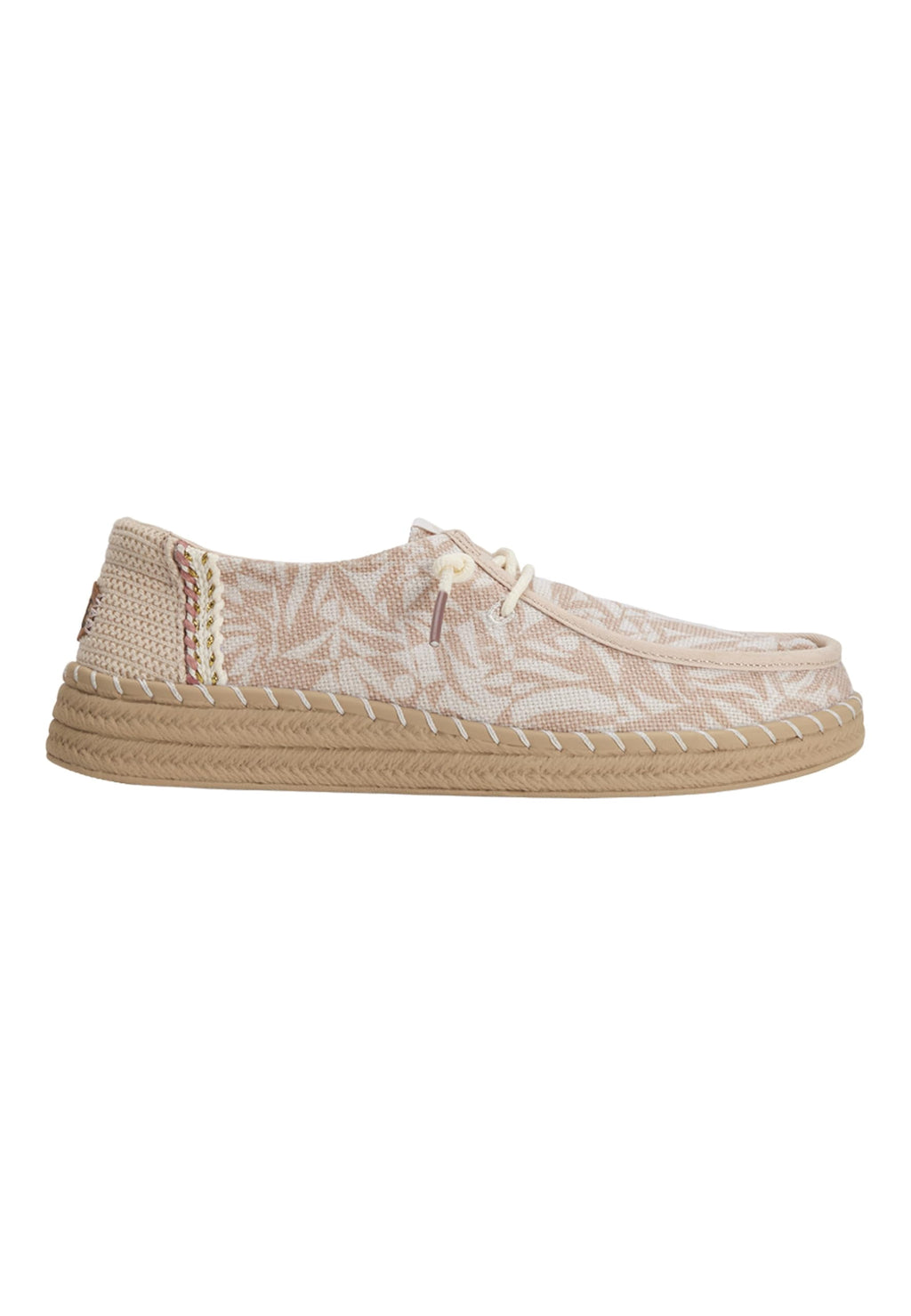 HEYDUDE Women's Wendy Espadrille Retro Palm Pale Pink/White 7 Medium