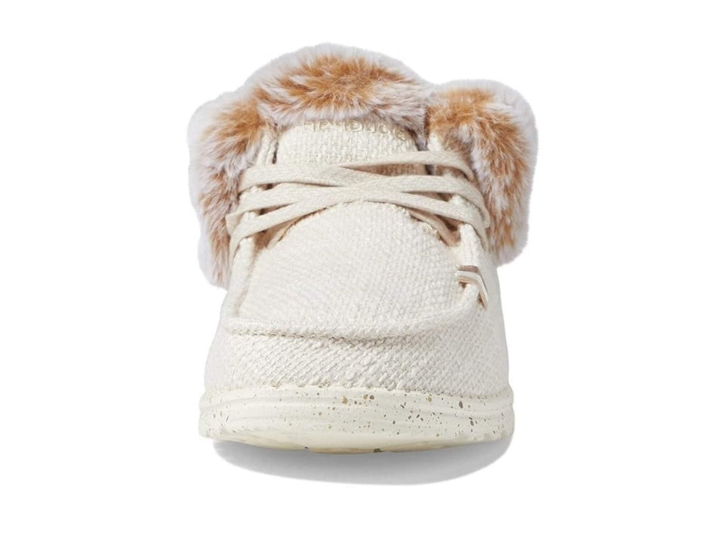 Hey Dude Britt Women's US 5 Beige Canvas Faux Fur Comfort Casual Shoes JOBB1995