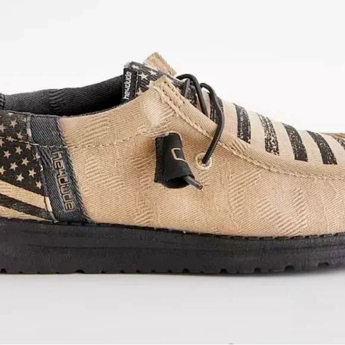 Hey Dude Wally Funk Break BadLands Tan Patriotic Shoes