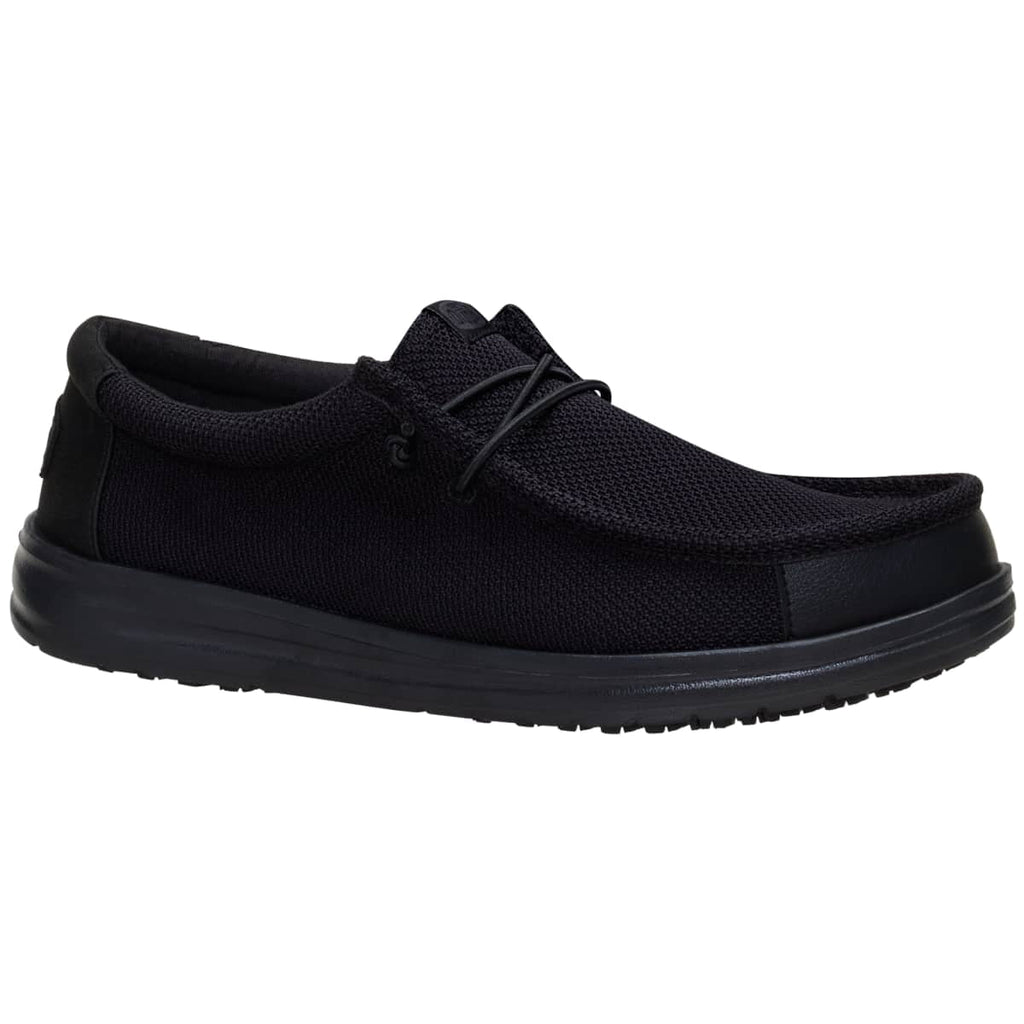 HEYDUDE Men Wally Work CE Slip Resistant, Black Mesh, 13