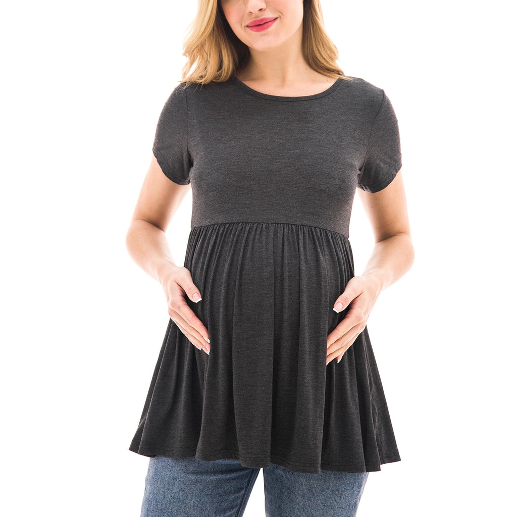 Bearsland Women's Short Sleeve Maternity Shirts Tops Pregnancy Clothes 3-Pack