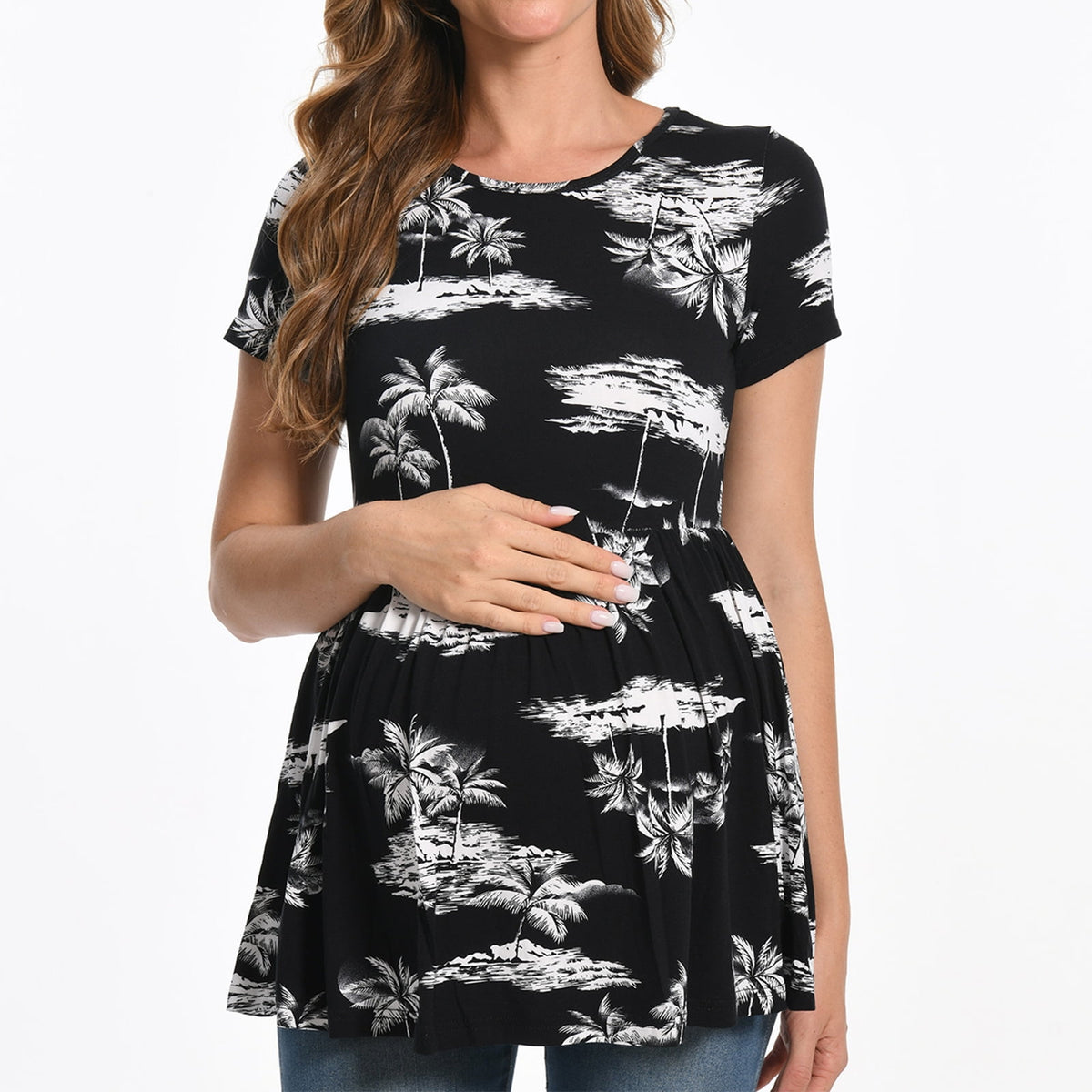 Bearsland Women's Short Sleeve Maternity Shirts Tops Pregnancy Clothes 3-Pack