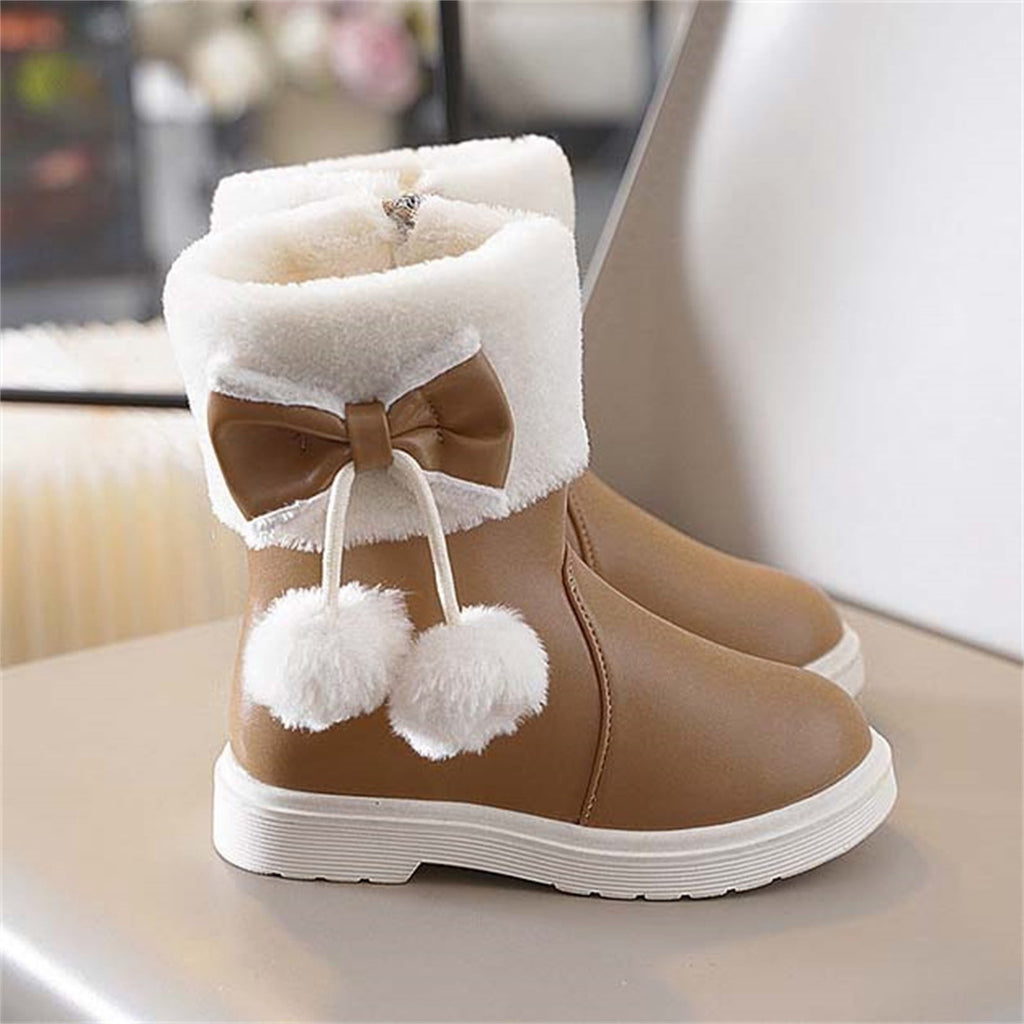 BXJX Girls Ankle Boots, Fleece Lined Warm Side Zipper Soft Sole Winter Shoots Khaki Size 11 Little Kids