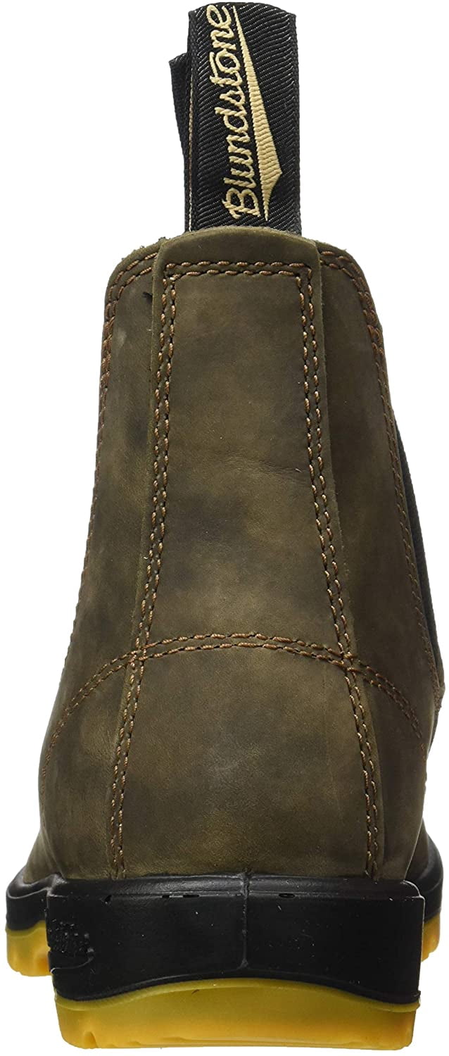 Blundstone 1944 Unisex Classic Series Chelsea Boot for Men and Women with Shock Absorption and Premium Water Resistant Leather, Rustic Brown/Mustard Black, 10.5 US Men / 12.5 US Women / 9.5 AU