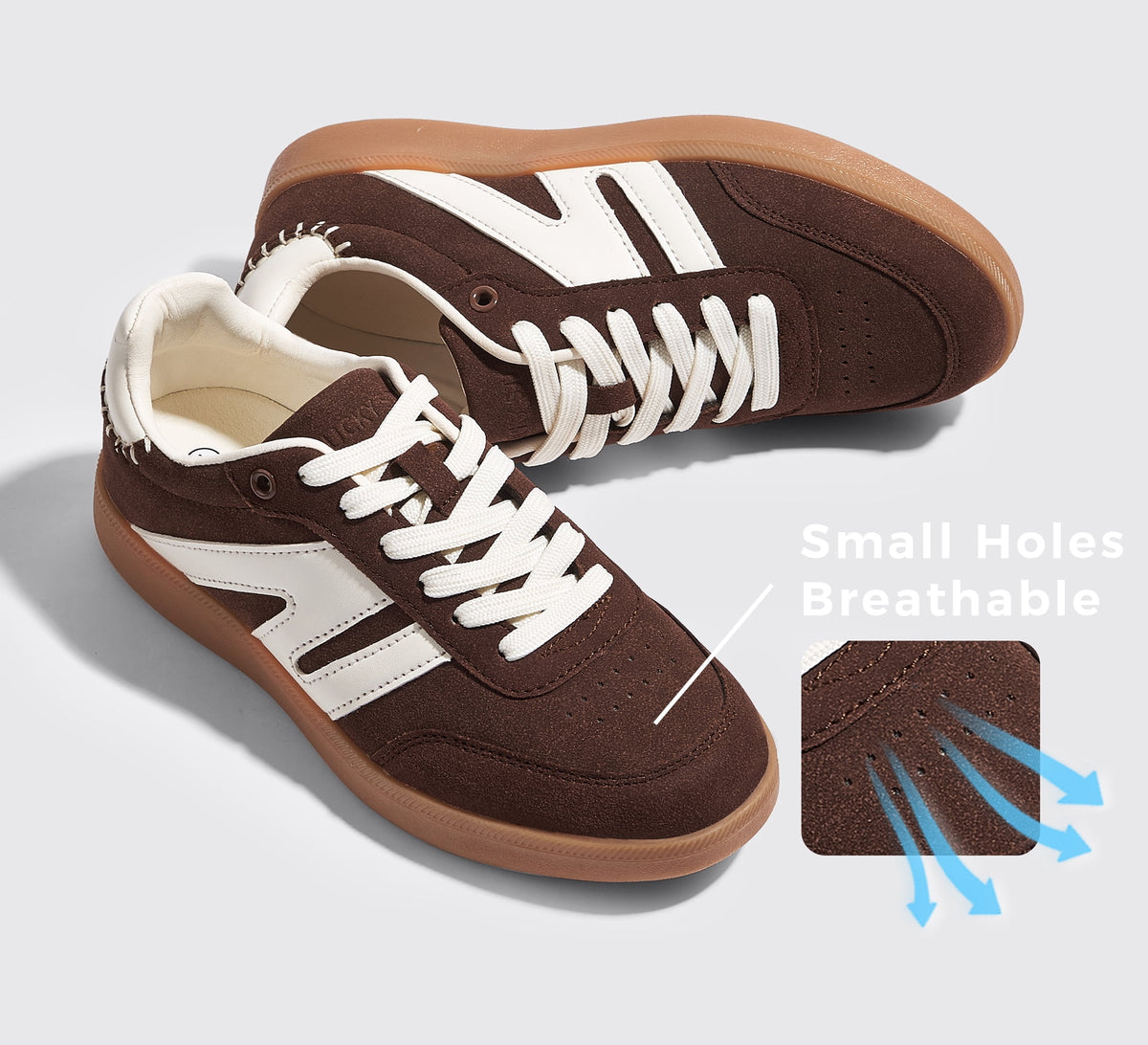 LUCKY STEP Womens Classic Retro Gum Sole Fashion Sneakers Anti Slip Casual Shoes,Dark Brown