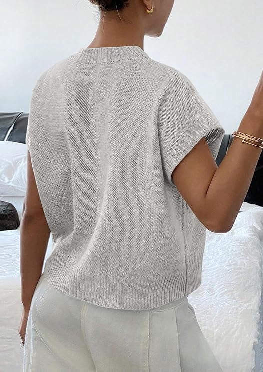 PRETTYGARDEN Women's Spring Sweater Vest Trendy Flower Knit Short Sleeve Cute Pullover Tank Tops Summer Fashion Clothing