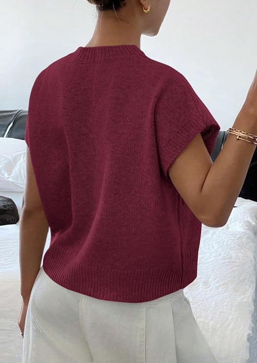 PRETTYGARDEN Women's Spring Sweater Vest Trendy Flower Knit Short Sleeve Cute Pullover Tank Tops Summer Fashion Clothing