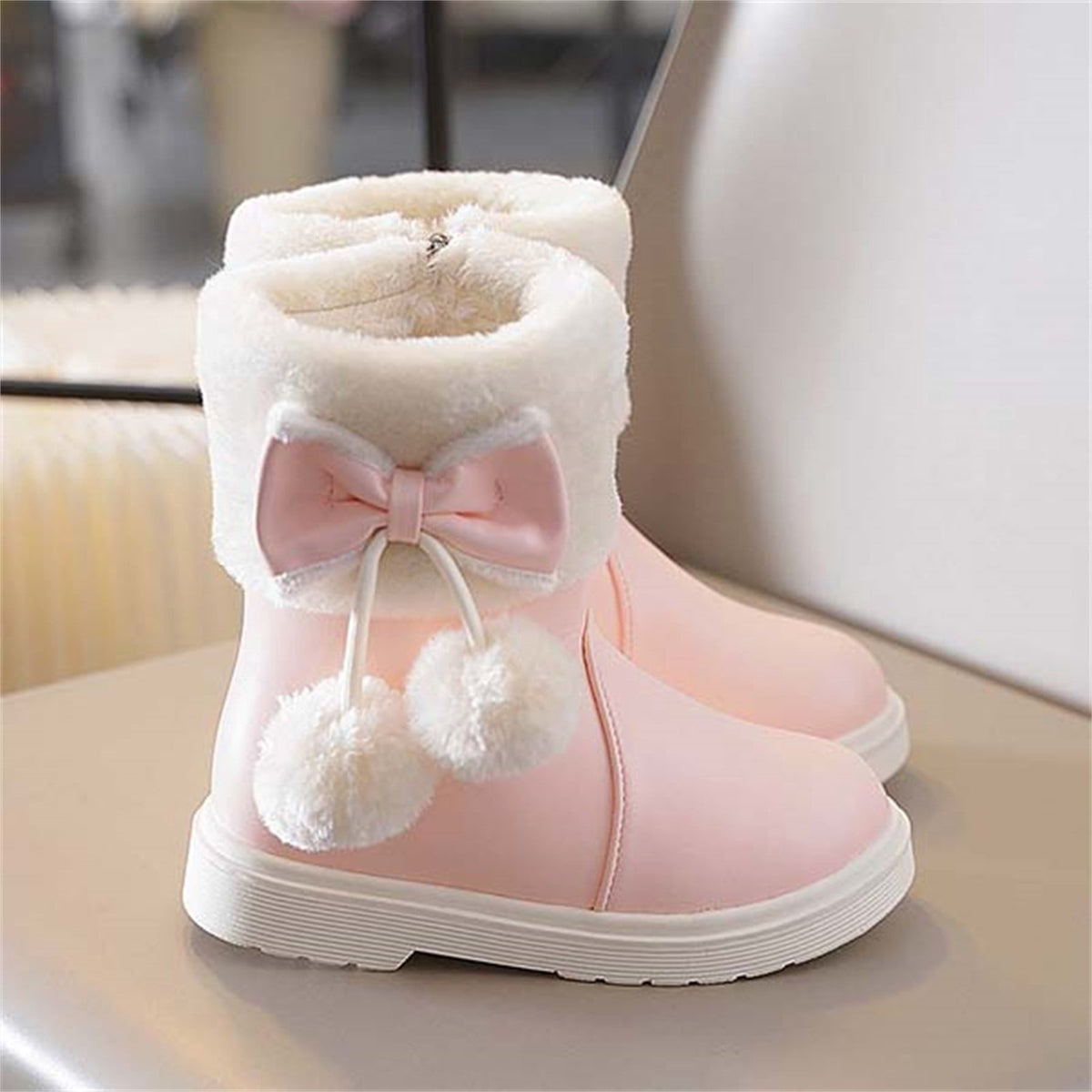 BXJX Girls Ankle Boots, Fleece Lined Warm Side Zipper Soft Sole Winter Shoots Khaki Size 11 Little Kids