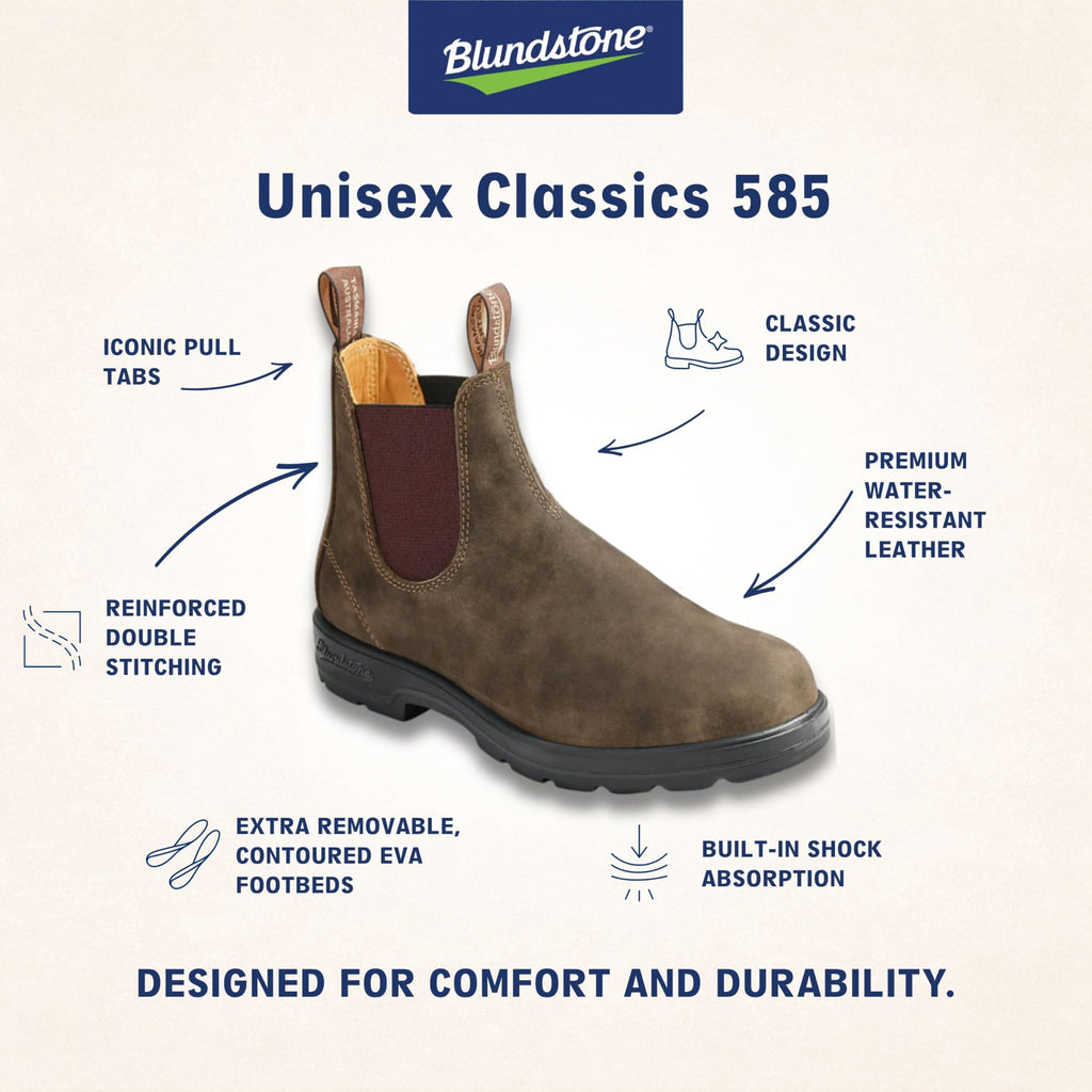 Blundstone 587 Unisex Classic Series Chelsea Boot for Men and Women with Shock Absorption and Premium Water Resistant Leather, Rustic Black, 8 US Men / 10 US Women / 7 AU - AUTHORIZED DEALER