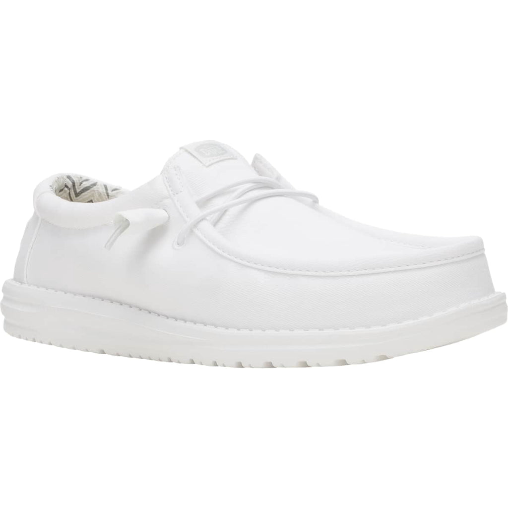 HEYDUDE Men Wally Stretch Canvas Wide, White, 11