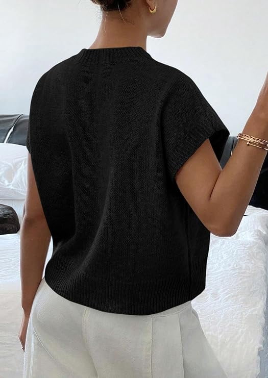 PRETTYGARDEN Women's Spring Sweater Vest Trendy Flower Knit Short Sleeve Cute Pullover Tank Tops Summer Fashion Clothing