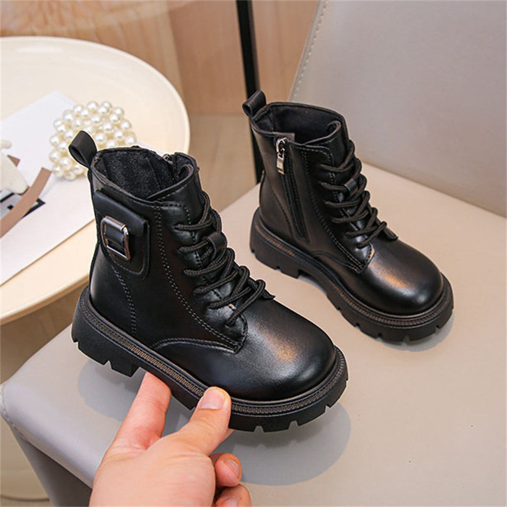 BXJX Girls Ankle Boots with Zipper, Outdoor Fall Winter Soft Sole Non-Slip Lace Up Boots Silver Size 12.5 Little Kids