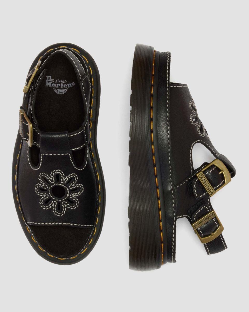 Dr Martens Women's Dunnet Flower Sandal Black AR Rogue Leather - 40526001
