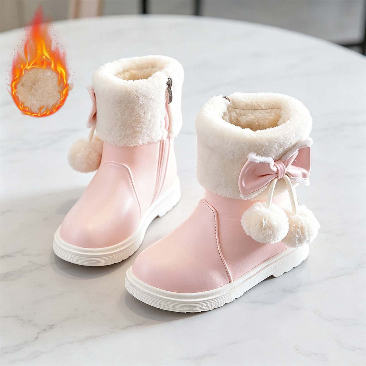 BXJX Girls Ankle Boots, Fleece Lined Warm Side Zipper Soft Sole Winter Shoots Khaki Size 11 Little Kids