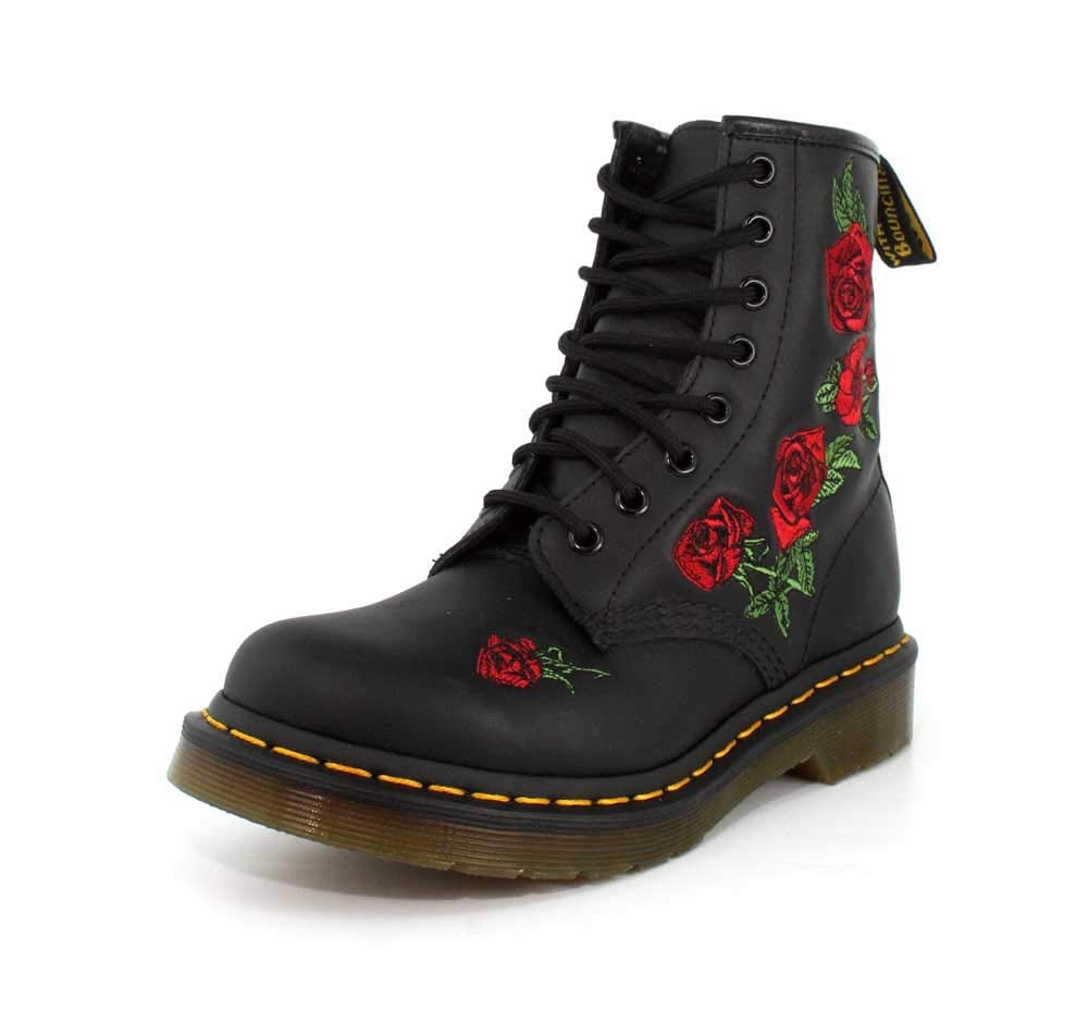 Dr. Martens 1460 Vonda Boots 8 Eye Floral Womens Shoes - Black