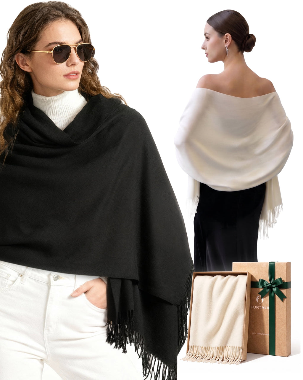 FURTALK Pashmina Shawl Wraps for Women Evening Dresses Blanket Scarves Fashion Scarf Wedding Gifts