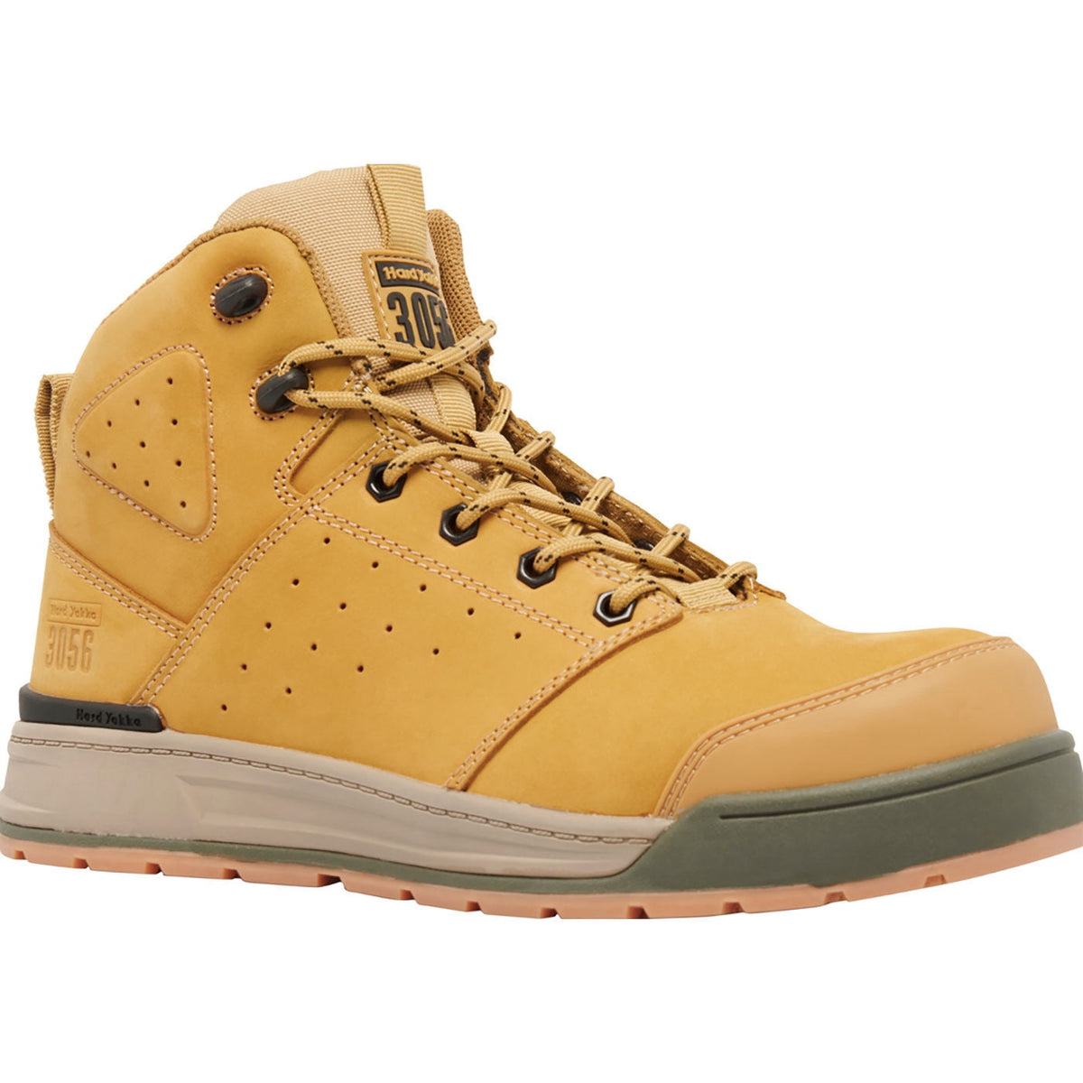 Hard Yakka 3056 INT Men's Composite Toe Static-Dissipative Puncture-Resisting Side Zip Work Hiker, Wheat, Size 12(W)