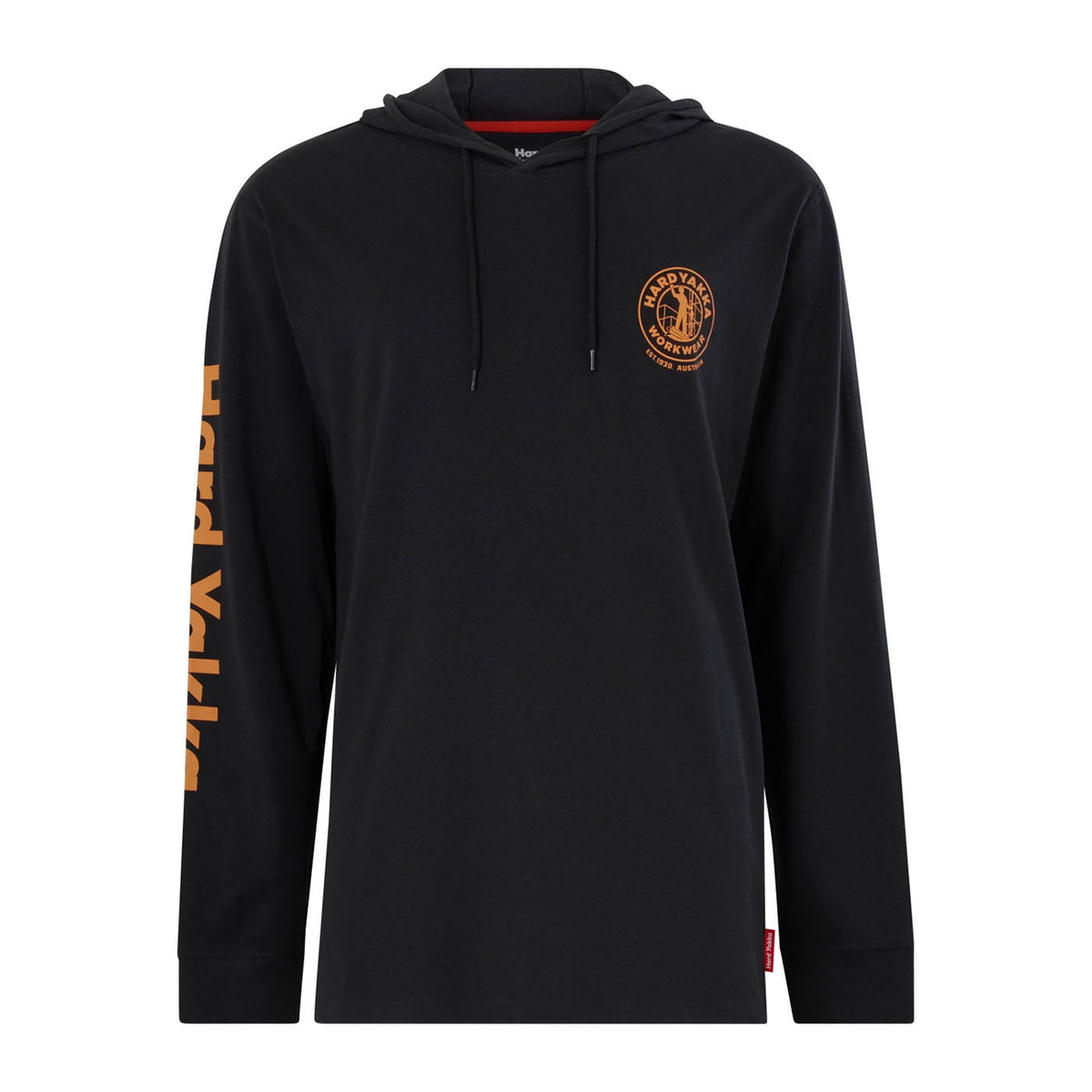 Hard Yakka Heritage Icon Lightweight Men's Regular Fit Hoodie Shirt, Black, Size Small(BLK)