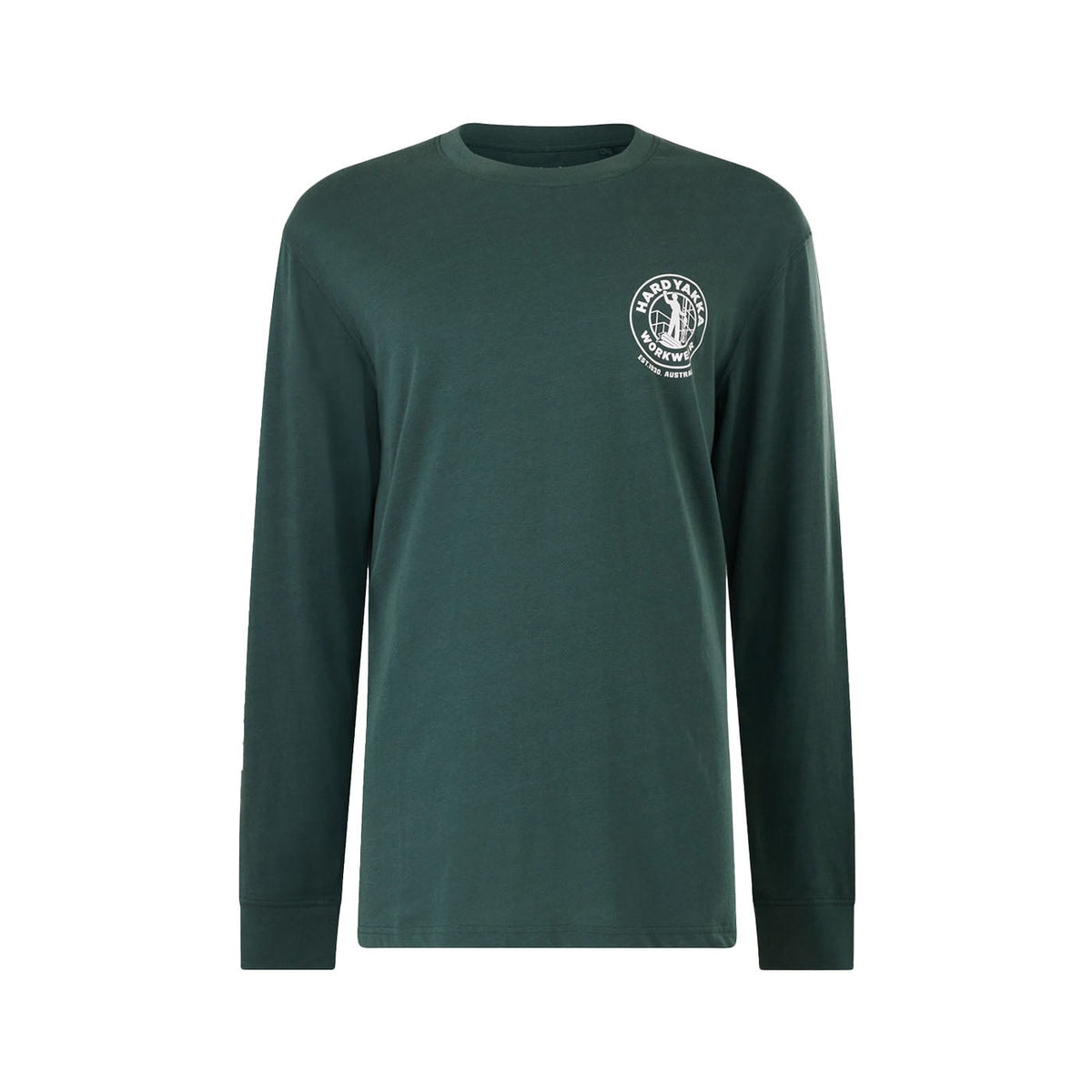 Hard Yakka Heritage Icon Men's Regular Fit Long Sleeve T-Shirt, Green, Size Large(GRN)