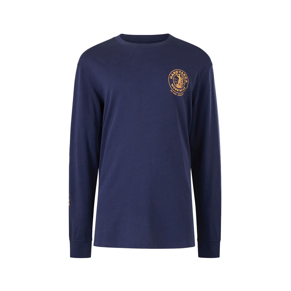 Hard Yakka Heritage Icon Men's Regular Fit Long Sleeve T-Shirt, Navy, Size Small(NVY)