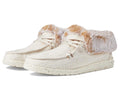 Hey Dude Britt Women's US 5 Beige Canvas Faux Fur Comfort Casual Shoes JOBB1995