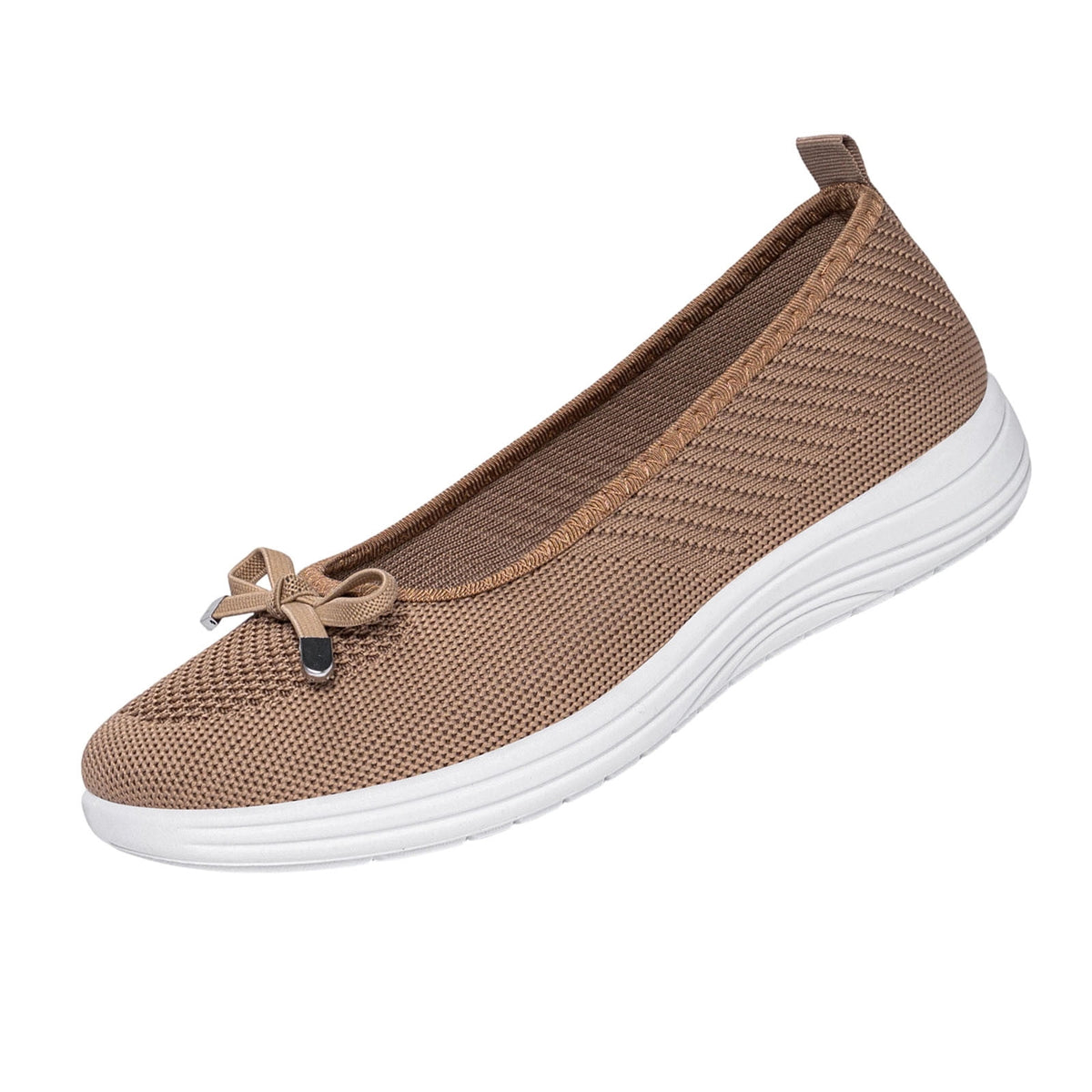 KIJBLAE Women's Plus Size Knit Mesh Low Cut Comfort Flats, Breathable Lightweight Slip On Daily Shoes Black 36