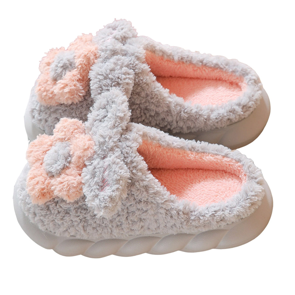 Mepaouo Women's Slippers Warm Plush Flowers Indoor Non Slip Winter House Shoes Slippers(Orange,5.5)