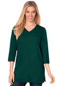 Woman Within Plus Size Perfect Three-Quarter Sleeve V-Neck Tunic
