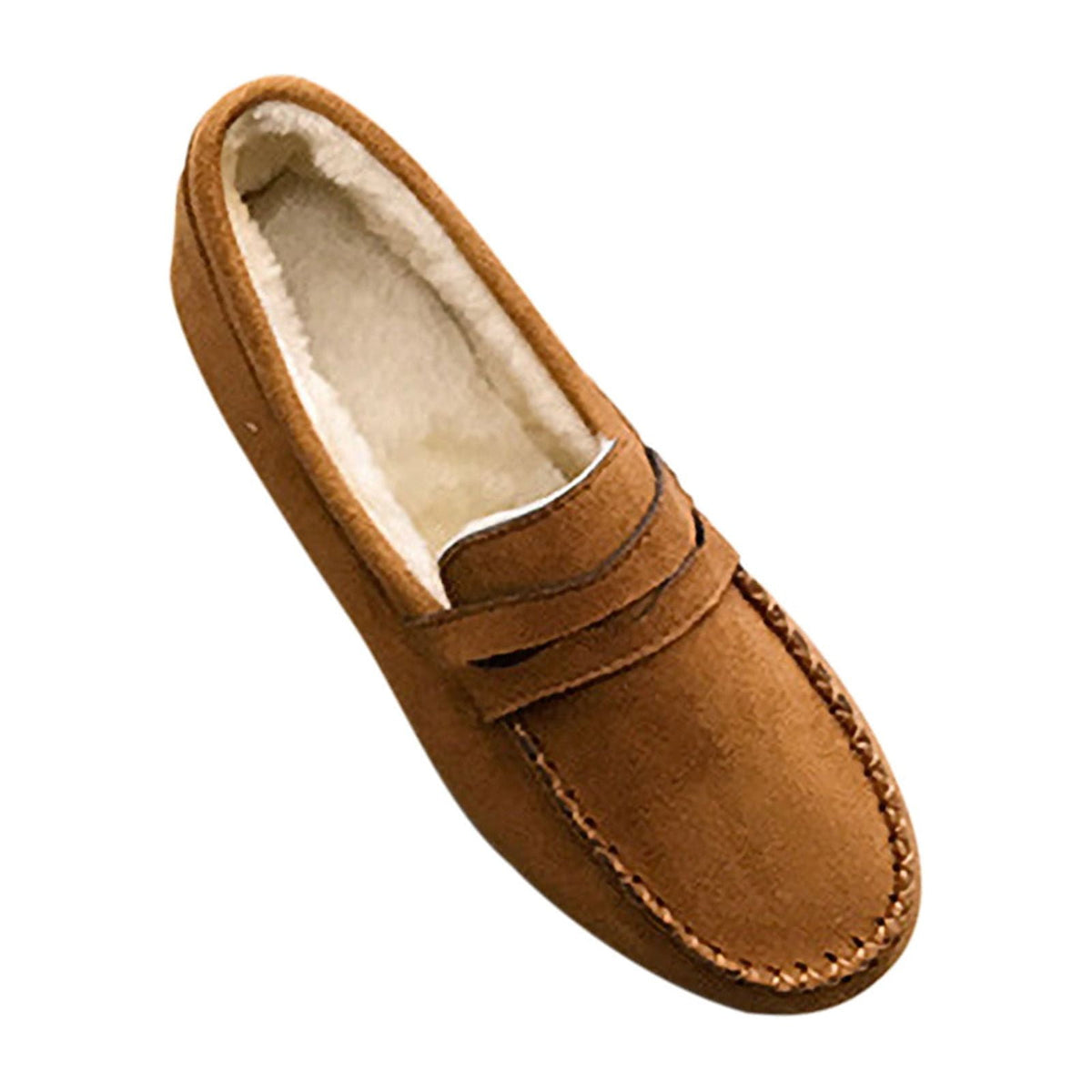 Women's Suede Loafers Winter Warm Plush Fuzzy Fleece Lined Slip On Shoes Flats Comfortable Cozy Indoor Outdoor Footwear Red 38