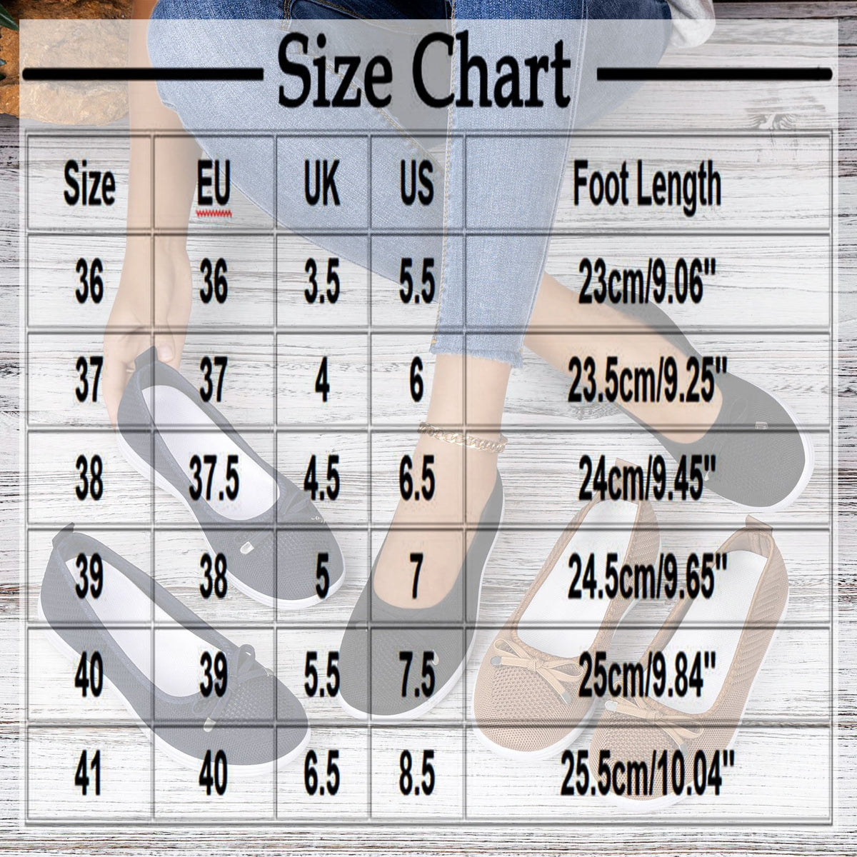 KIJBLAE Women's Plus Size Knit Mesh Low Cut Comfort Flats, Breathable Lightweight Slip On Daily Shoes Black 36