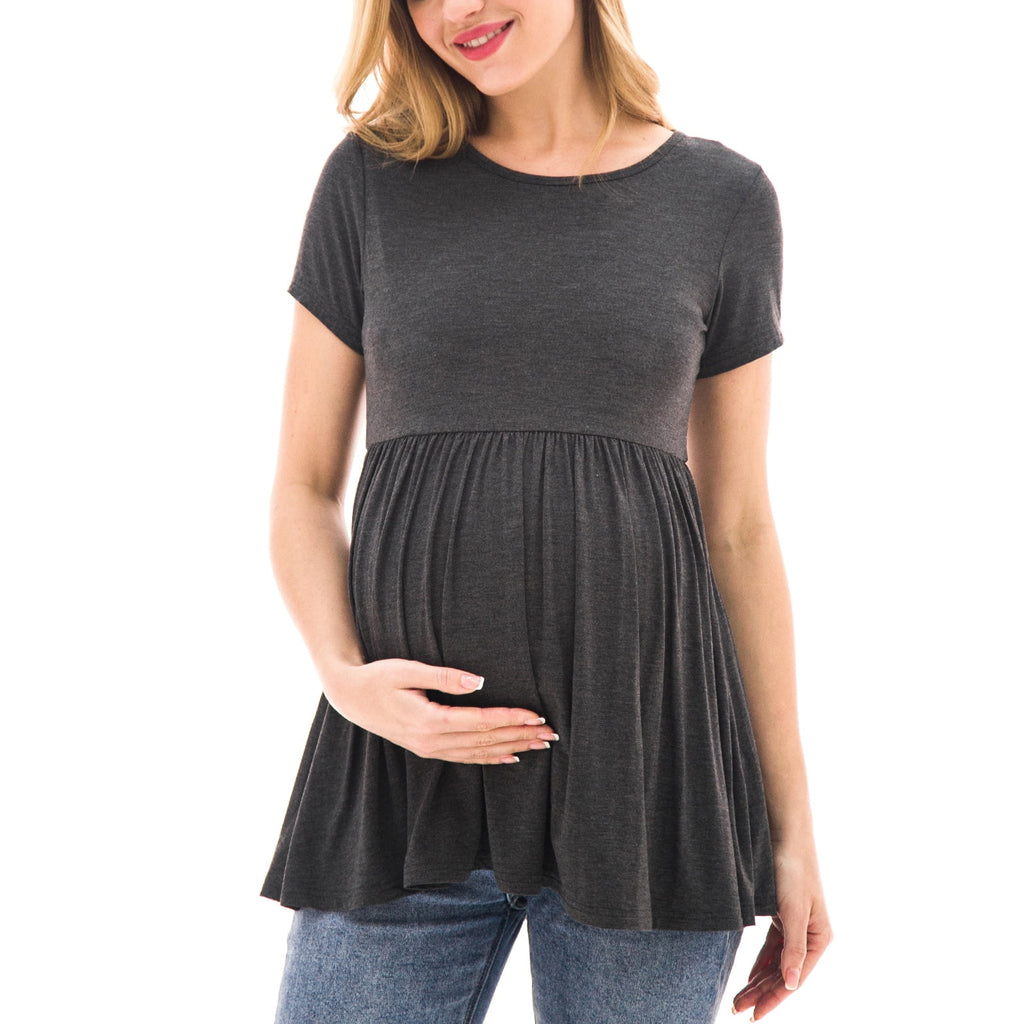 Bearsland Women's Short Sleeve Maternity Shirts Tops Pregnancy Clothes 3-Pack