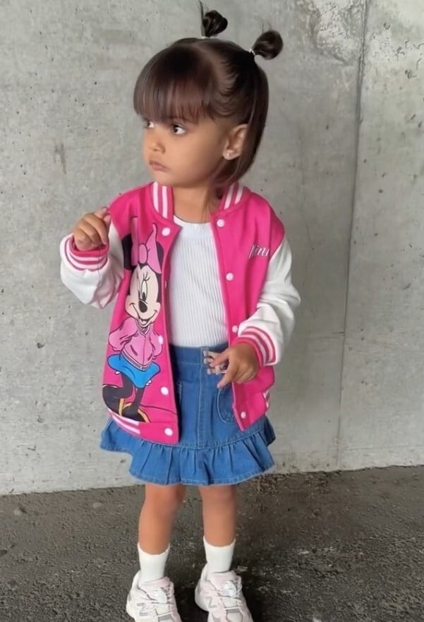 Disney Girls Bomber Jacket Minnie Mouse Colorblock Varsity Lightweight Sweatshirts Gift Fall Spring Sizes 3-10