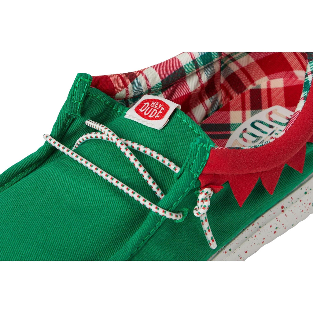 Hey Dude Wally Holiday Elf Green / Red 42146-3XX Pre-School Size 2