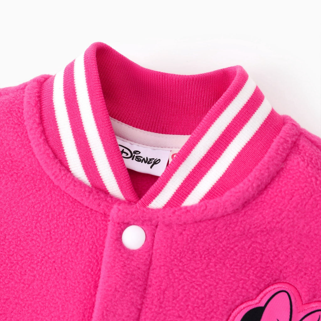 Disney Girls Bomber Jacket Minnie Mouse Colorblock Varsity Lightweight Sweatshirts Gift Fall Spring Sizes 3-10