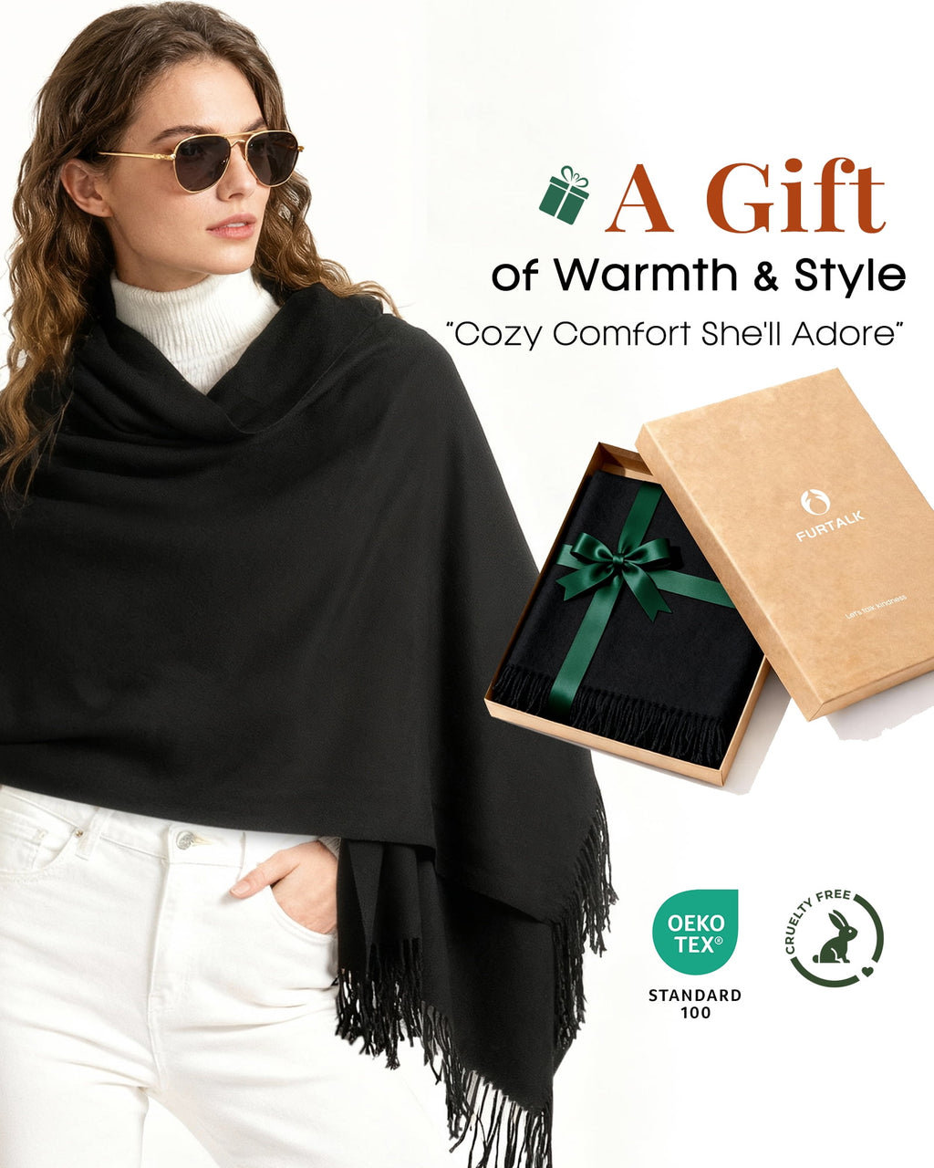 FURTALK Pashmina Shawl Wraps for Women Evening Dresses Blanket Scarves Fashion Scarf Wedding Gifts