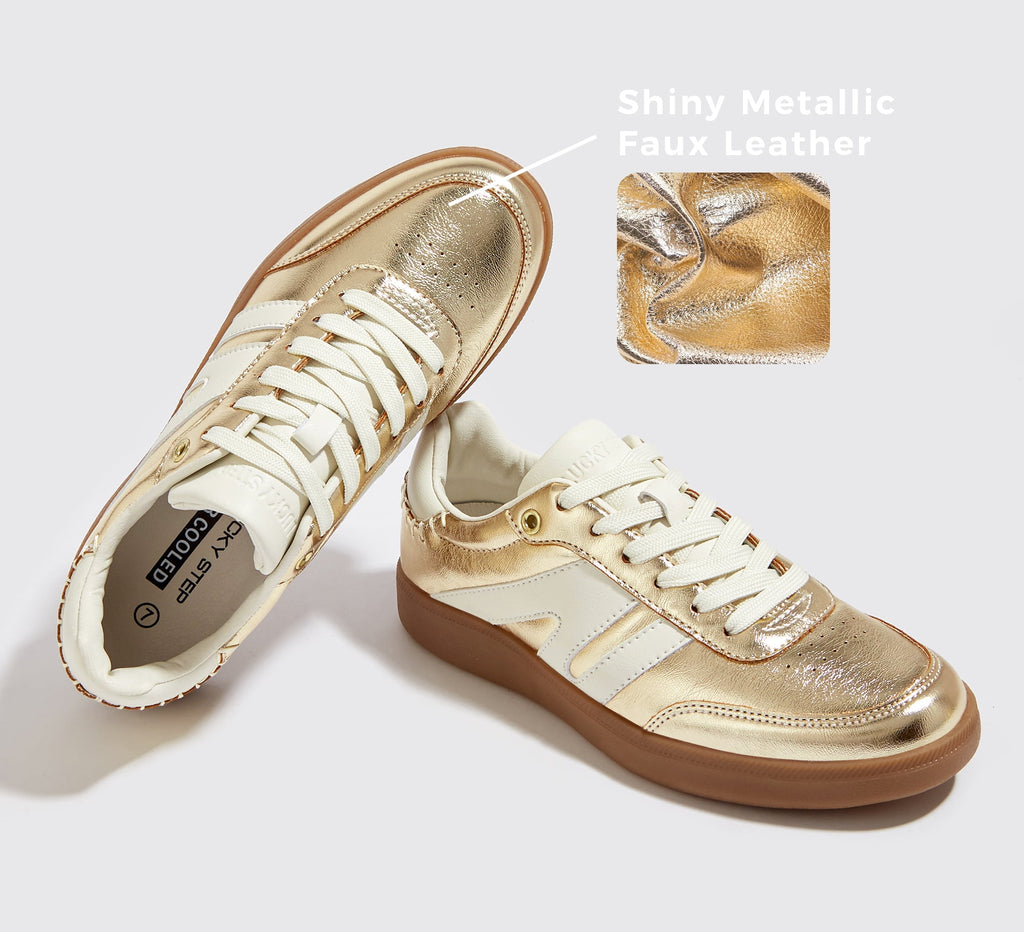 LUCKY STEP Womens Classic Retro Gum Sole Fashion Sneakers Anti Slip Casual Shoes,Dark Brown