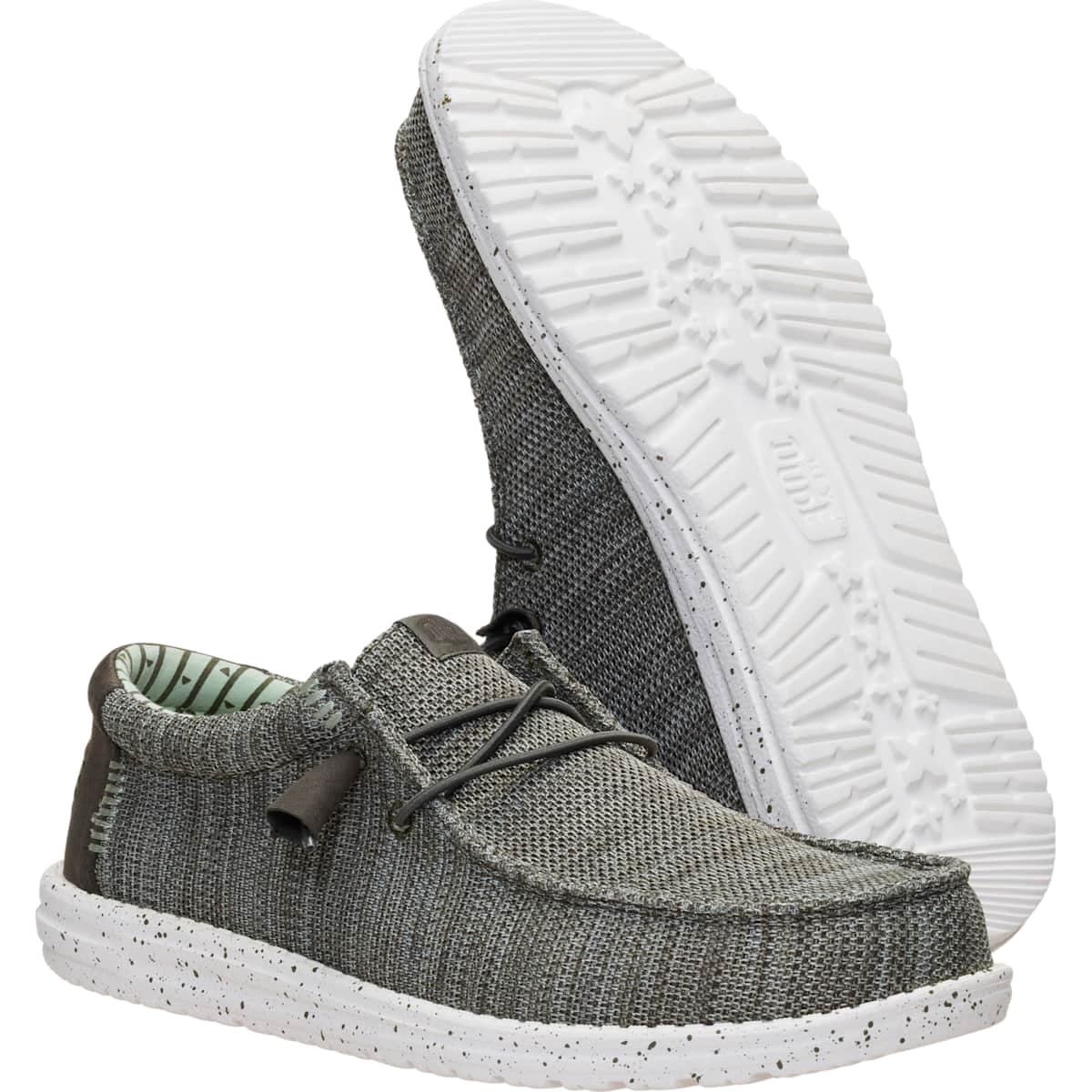 HEYDUDE Wally Stretch Sox, Granite Grey/Black, 10