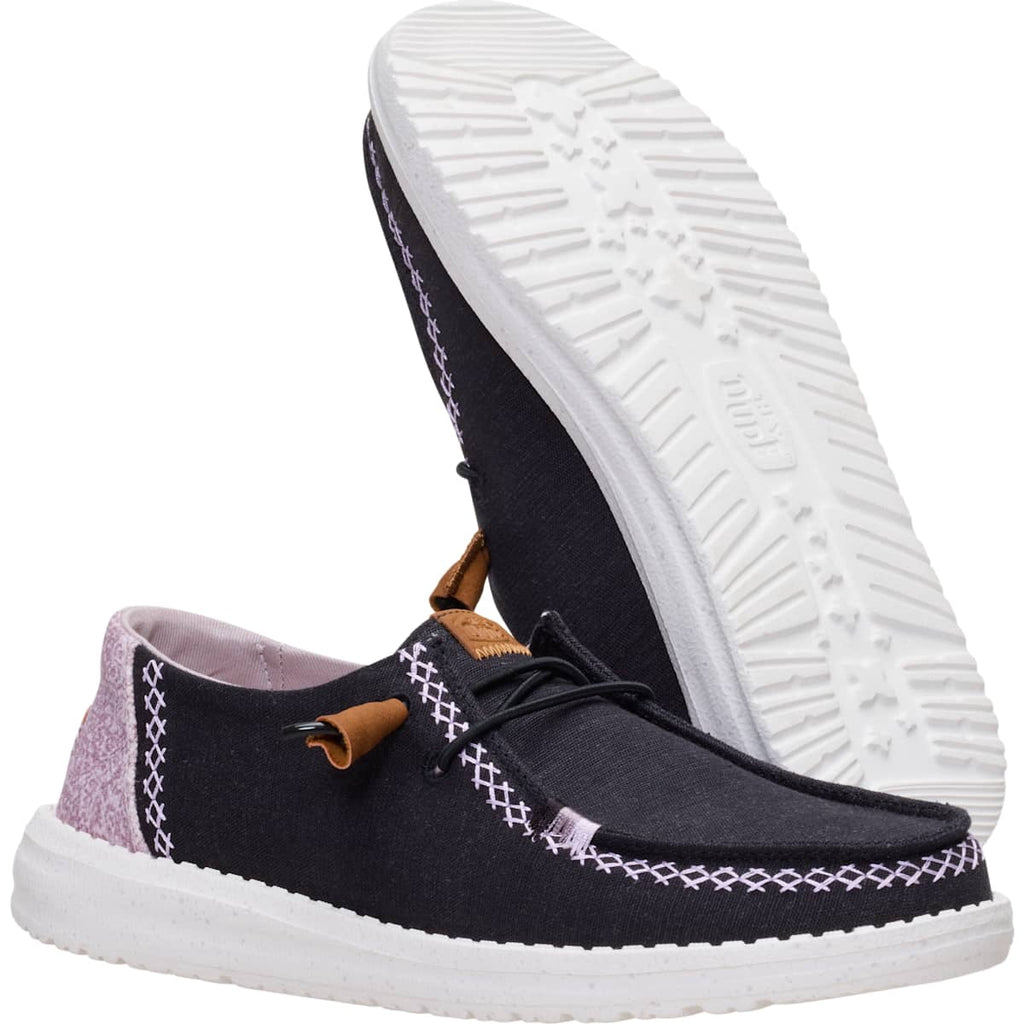 HEYDUDE Women Wendy Boho Butterfly, Black/Purple, 9