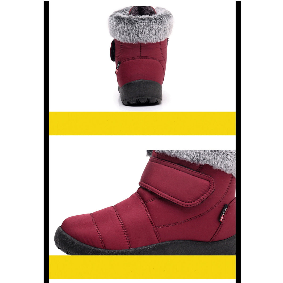 hopeusnice Womens Snow Boots Winter Non-Slip Warm Ankle Booties Slip On Outdoor Fuzzy Fleece Lined Zip Flat Comfort Shoes Black 38