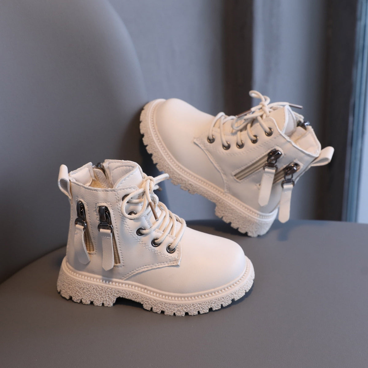 Kids' $10 Under Kids Ankle Boots Boys Girls Side Zipper Lace Up Work Boots Boots Save Big