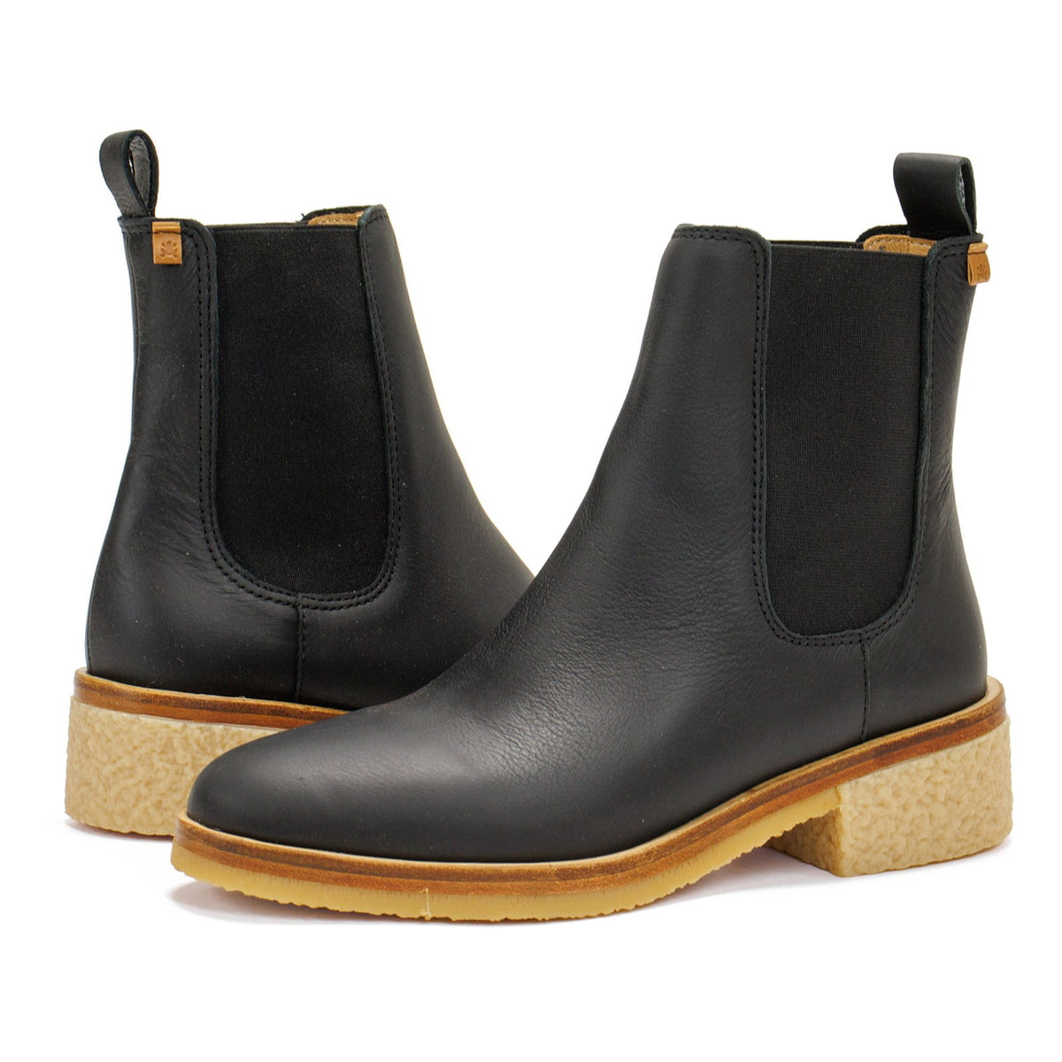 El Naturalista Women's Irati Block Heel Ankle Boot, Wax Nappa \ Black,6 M US